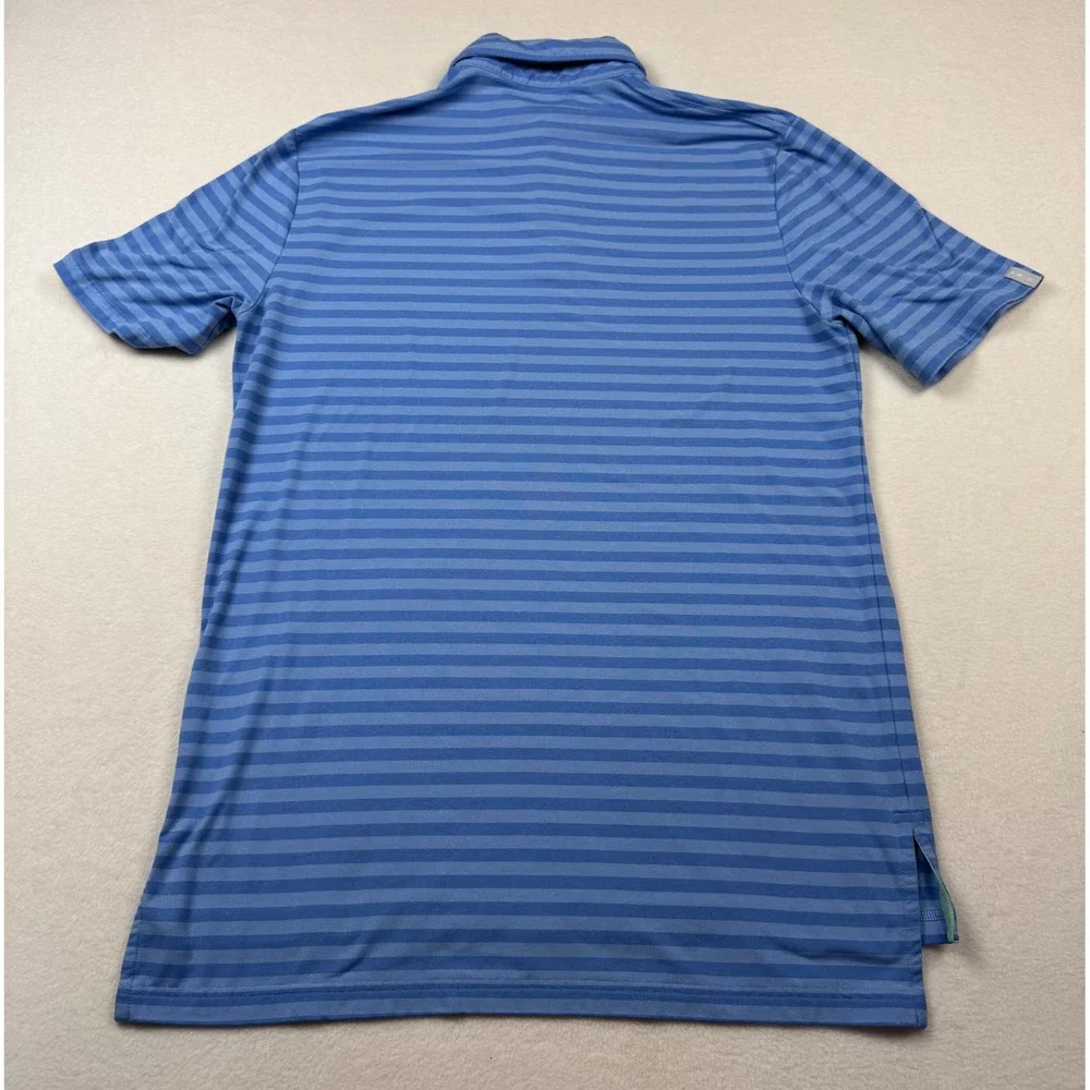 RLX Ralph Lauren Golf Polo Shirt Striped Performance Blue‎ Short Sleeve Medium